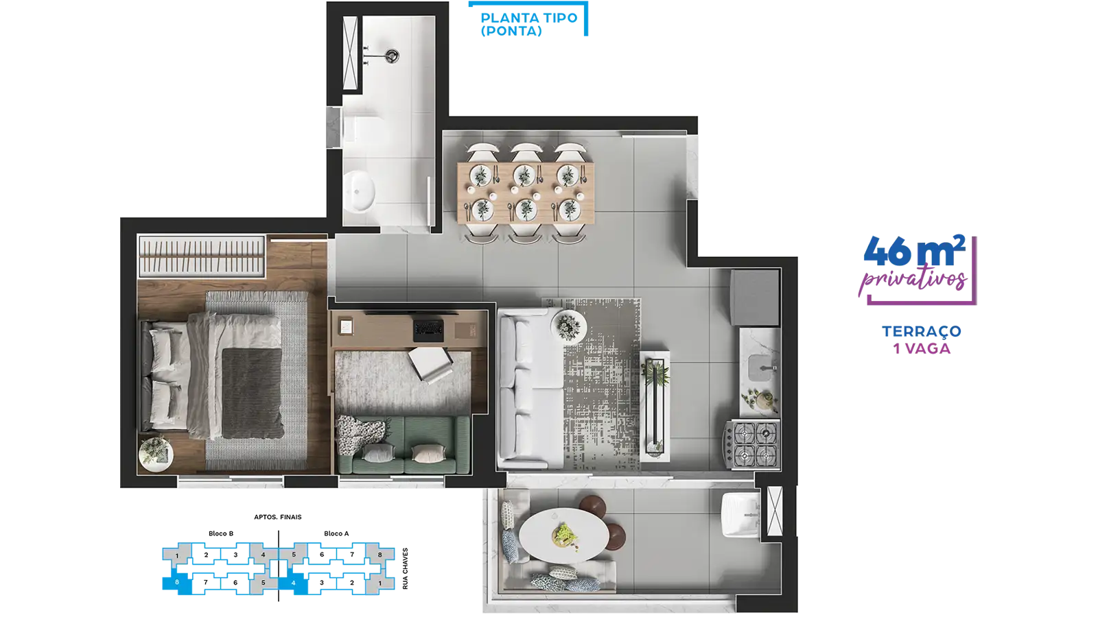 Planta Tipo 02 - 46m²