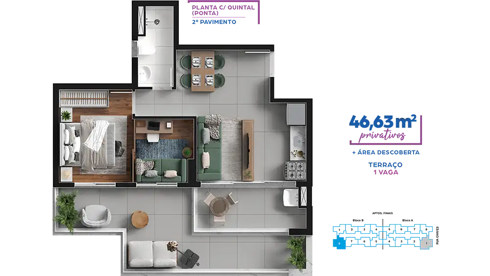 Planta Tipo 04 - 46m²